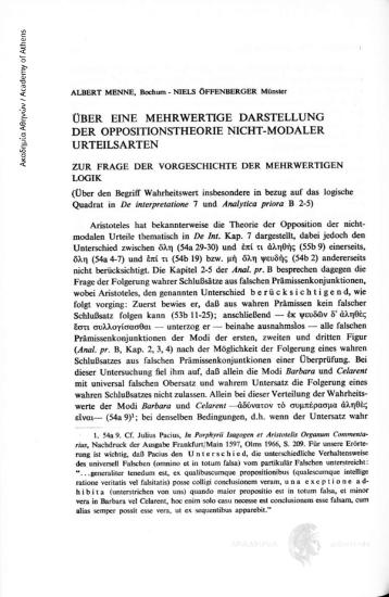 Über eine mehrwertige darstellung der oppositionstheorie nicht-modaler urteilsarten.Zur Frage der vorgeschichte der mehrwertigen Logik