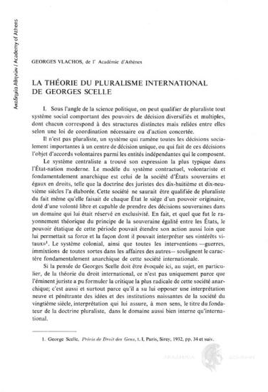 La théorie du pluralisme international de Georges Scelle