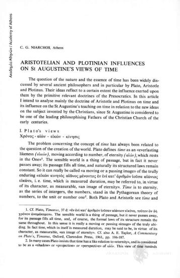 Aristotelian and Plotinian influences on St. Augustine΄s views of time
