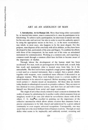 Art as an axiology of man