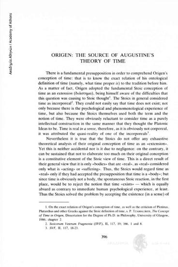 Origen: The source of Augustine' s theory of time
