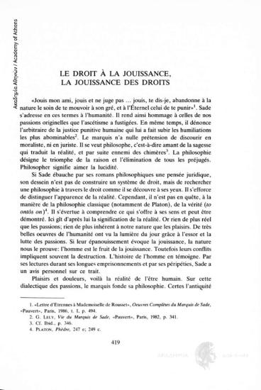 Le droit à la Jouissance, la jouissance des droits
