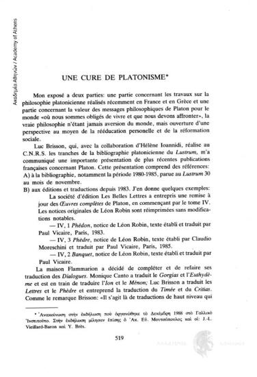 Une cure de platonisme