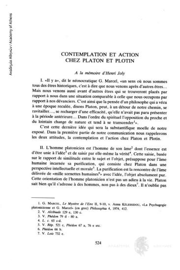 Contemplation et action chez Platon et Plotin