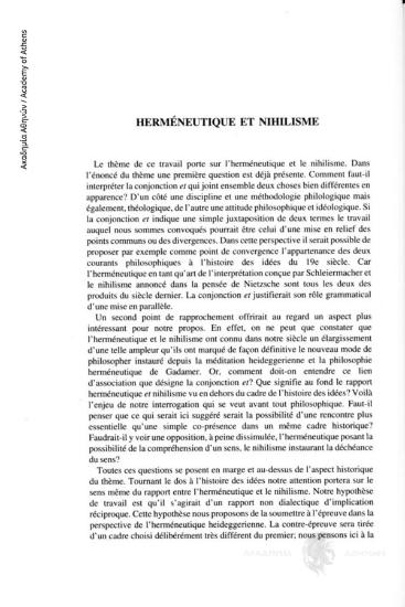 Herméneutique et nihilisme