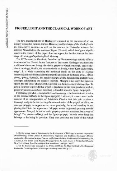 Figure, limit and the classical work of art