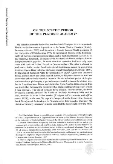 On the Sceptic Period of the Platonic Academy