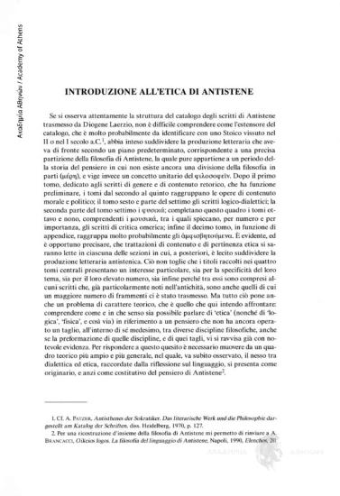 Introduzione all' etica di Antistene