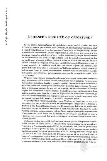 Échéance nécessaire ou opportune?