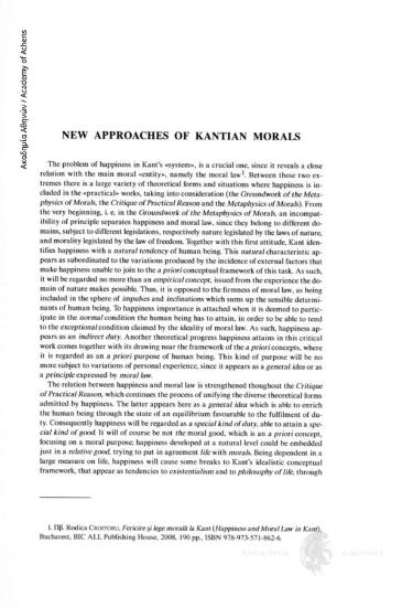 New Approaches of Kantian Morals