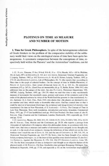 Plotinus on Time as Measure and Number of Motion