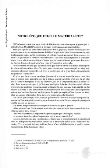 Notre époque est-elle matérialiste?