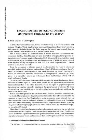 From Utopists to «Geo-utopists»: (Im)possible Roads to Finality?