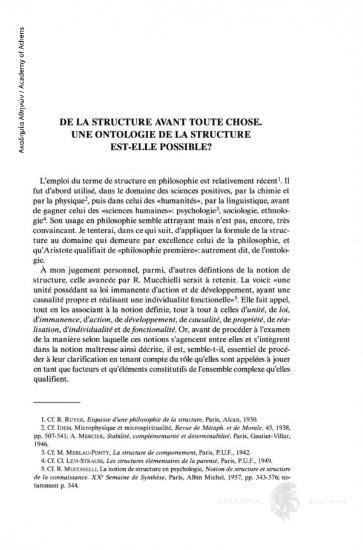De la stucture avant toute chose. Une ontologie de la structure est-elle possible?
