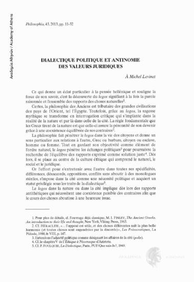 Dialectique politique et antinomie des valeurs juridiques