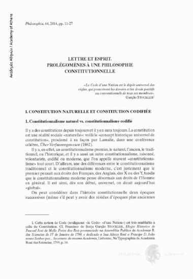 Lettre et esprit: prolégomènes à une philosophie constitutionnelle