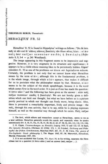Herakleitos' fr. 52