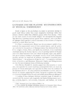 Katharsis and the Platonic Reconstruction of Mystical Terminology