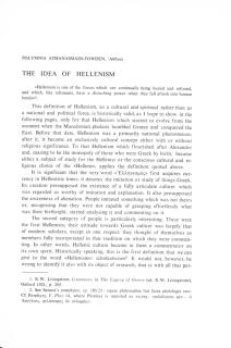 The Idea of Hellenism
