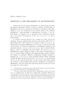 Aristotle and the Philosophy of Mathematics