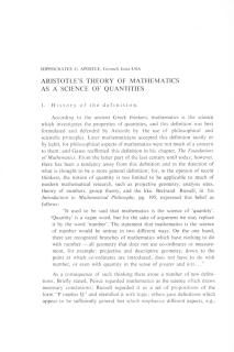 Aristotle's Theory of Mathematics as a Science of Quantities