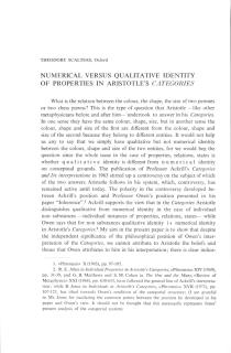 Numerical versus Qualitative Identity of Properties in Aristotle' s Categories