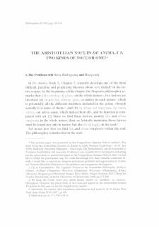 The Aristotelian νους in De Anima, Γ 5. Two kinds of νους or One?