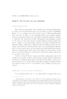 Rorty on Plato as an Edifier