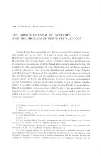 The Aristotelianism of Averroes and the Problem of Porphyry΄s «Isagoge»