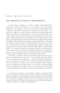 The impasse of Planck΄s Epistemology