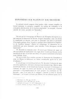 Hypothèses sur Platon et sur Nietzsche
