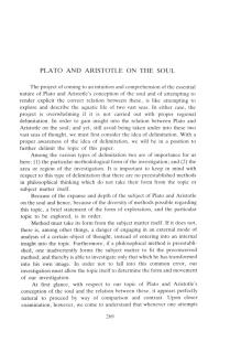 Plato and Aristotle on the Soul