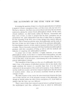 The Autonomy of the Stoic View of Time