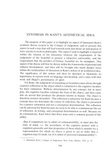Synthesis in Kant΄s Aesthetical Idea