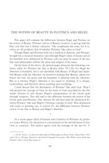 The notion of Beauty in Plotinus and Hegel