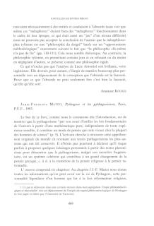 Jean-Francois Mattei, Pythagore et les Pythagoriciens, Paris, P. U. F. 1993