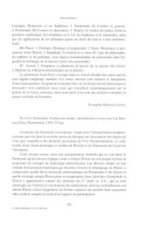 Platon, Parmenide, Traduction inedite et notes par Luc Brisson, Paris, Flammarion, 1994, 333 pp.