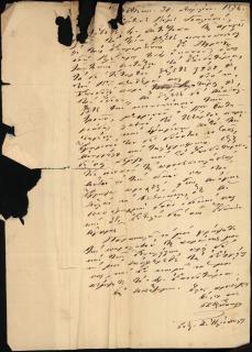Επιστολή του δικηγόρου Ηλιόπουλου προς τον Αριστείδη Γιαλούση σχετικά με τις αγωγές προς την Καλλιόπη σύζυγο του Νικολάου Θεολόγη, τον πατέρα της Στ. Σέρμπο και τον Νικ. Θεολόγη, που αφορά σε αγοραπωλησία ενός οικοπέδου στον Πειραιά.
