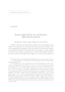 Human rights, Roman law and Stoicism: rephrasing the question