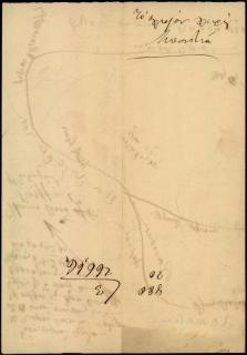 Τοπογραφικό σχέδιο (πρόχειρο) του χωριού Μποντιά (σχήμα και όρια), όπως υπεβλήθη στο υπουργείο Οικονομικών, 6 Ιουνίου 1885.