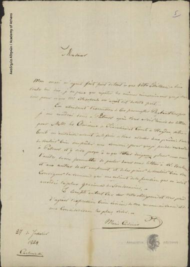 Marie Civinis προς [Ιωάννης Κωλέττης]