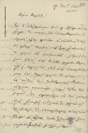 P. Monastiriotis to Ioannis Kolettis