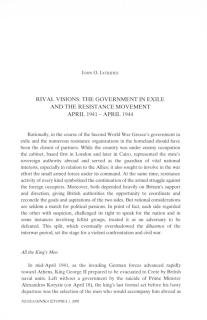 Rival Visions: The Goverment in Exile and the Resistance Movement, April 1941- april 1944