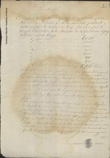 L.D. Kolbe (aid-de-camp at Mesologgi) to Unknown