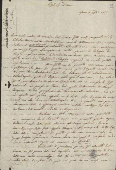 Giambattista Theotochi προς Ιωάννη Κωλέττη