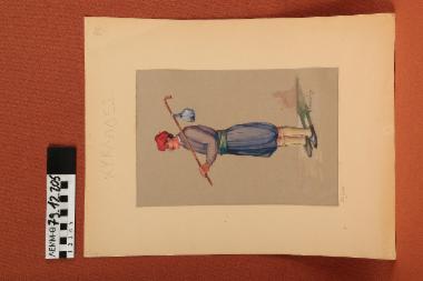 Σχέδιο - σχέδιο χειροποίητο με υδροχρώματα σε χαρτόνι. Απεικονίζει άνδρα με παραδοσιακή φορεσιά της Νάξου