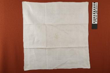 Πετσέτες φαγητού - πετσέτες (2) από βαμβακερό ύφασμα λευκό με ενυφασμένα φυτικά μοτίβα και στο κέντρο κεντημένο μονόγραμμα 