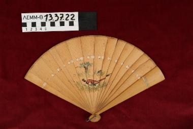 Βεντάλια - βεντάλια από μπαμπού, με ζωγραφισμένο διάκοσμο ένα φασιανό