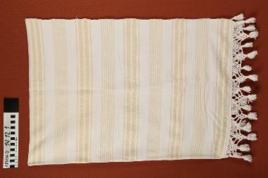 Κουβέρτα - βαμβακο-μάλλινη, υφαντή κουβέρτα σε λευκό και μπεζ χρώμα