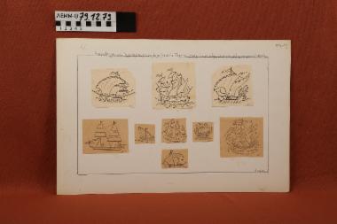 Σχέδια καραβιών - εννέα σχέδια τα οποία απεικονίζουν καραβέλλες και άλλα πλεούμενα σε έργα λαϊκής τέχνης